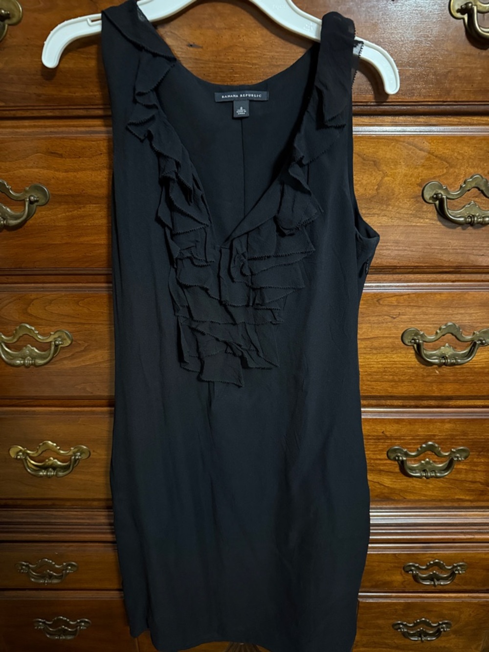 Banana Republic Black Sleeveless Ruffle Front Dress